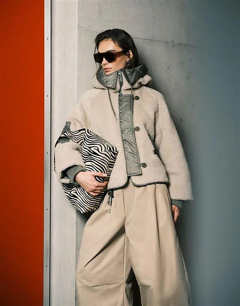 

Парка с капюшоном ASOS DESIGN Borg Snorkel цвета хаки