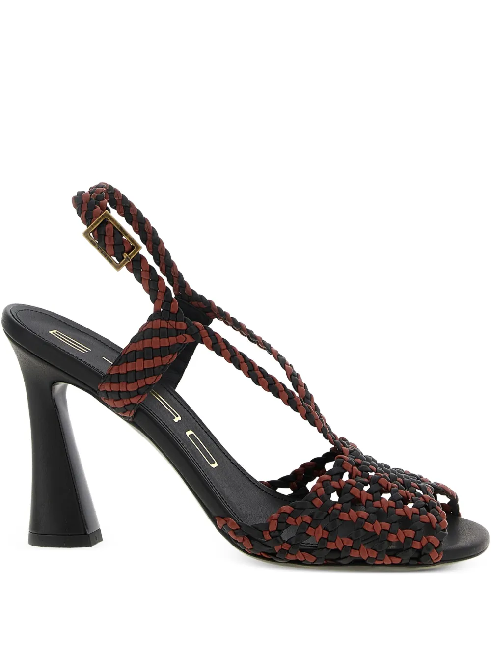 Сандалии из плетеной двухцветной кожи ETRO, черный