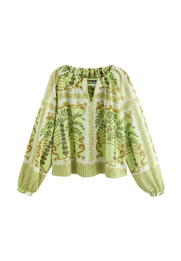 Блузка прямого кроя с длинными рукавами и вырезом-лодочкой Next, Lime Green