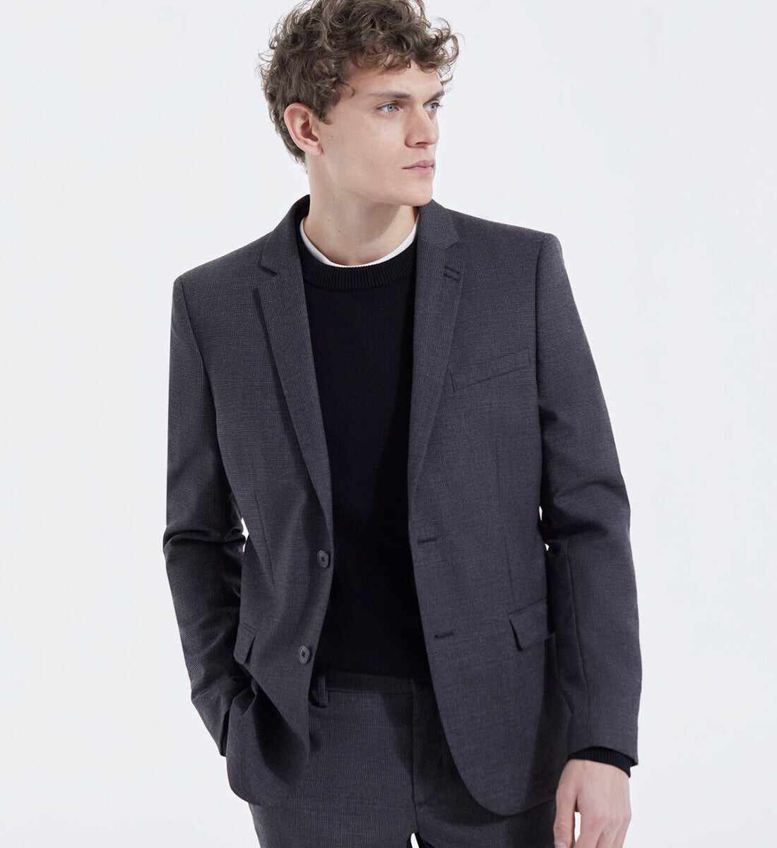 

Черно-серая куртка с узором в микроклетку THE KOOPLES, цвет Dark Grey