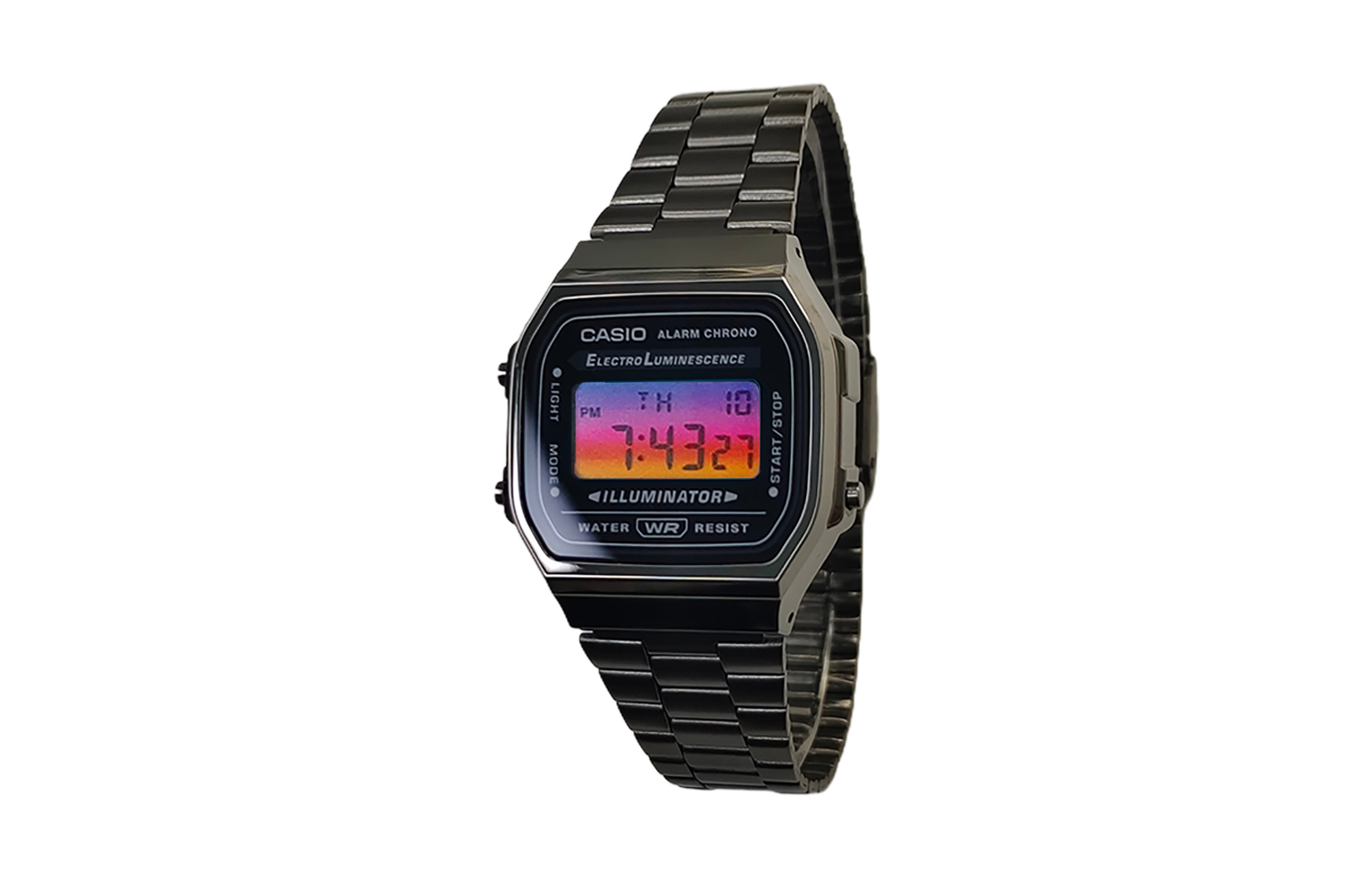 

CASIO Часы Vintage A168, Black Dial with Purple and Yellow Gradient Bezel