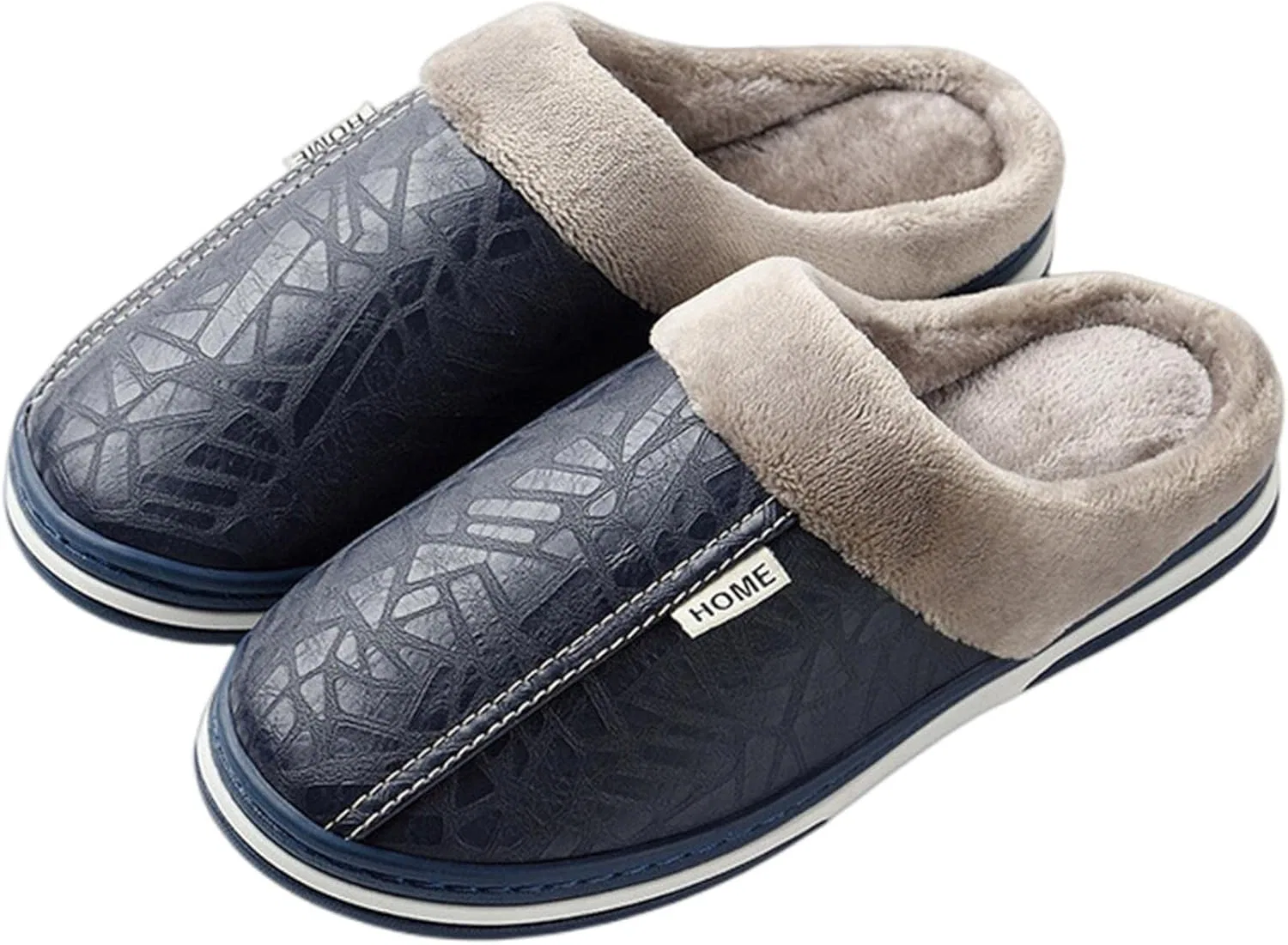 LOTIE Пляжные тапочки женские Männer Hausschuhe Haus Winter Innenräume Warme Schuhe Dick-Locked Plüsch Wasserdicht, Dunkelblau