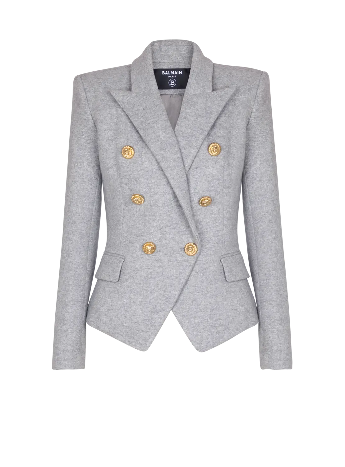 

Вязаный хлопковый жакет на шести пуговицах Balmain, серый