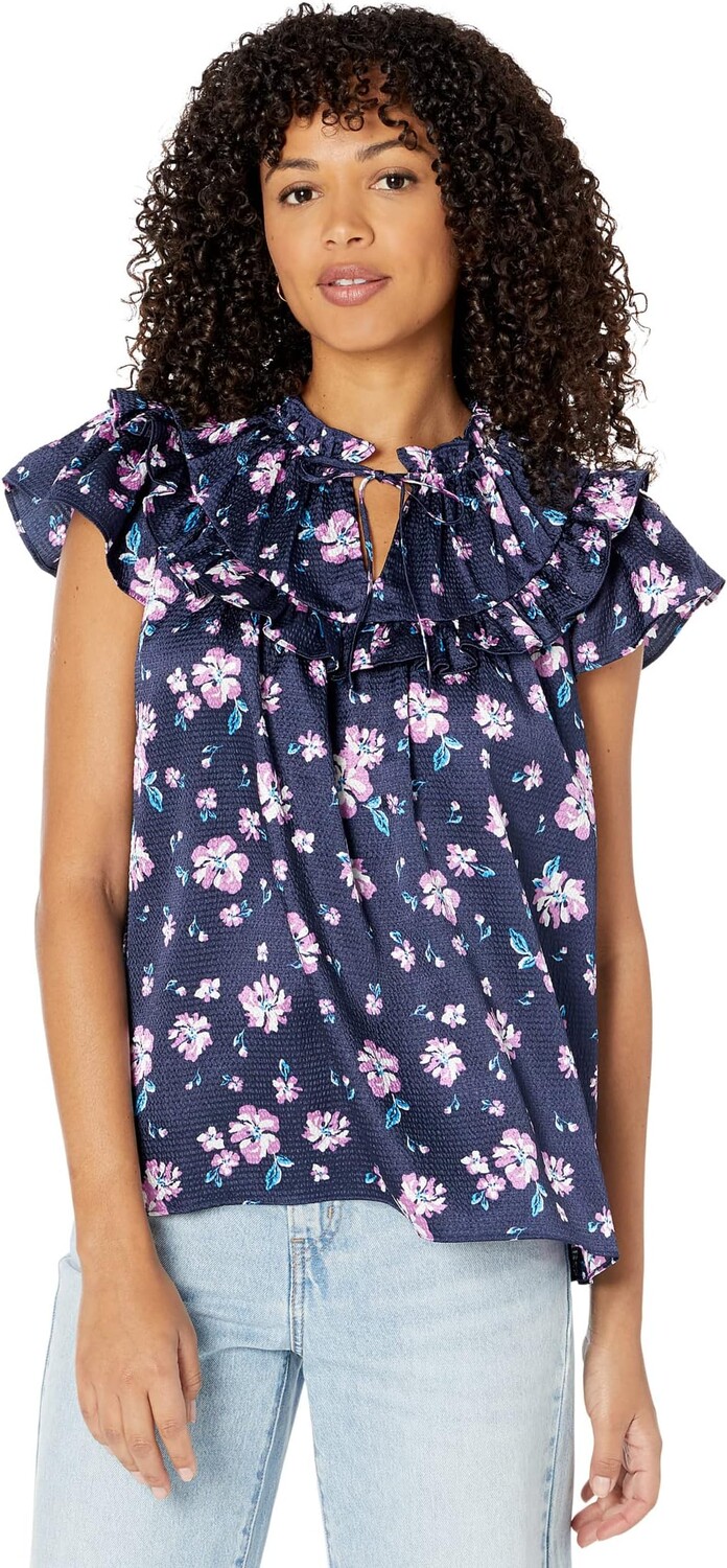 

Пуловер Draper James Flutter Sleeve Top in Zinnia, цвет Nassau Navy Multi