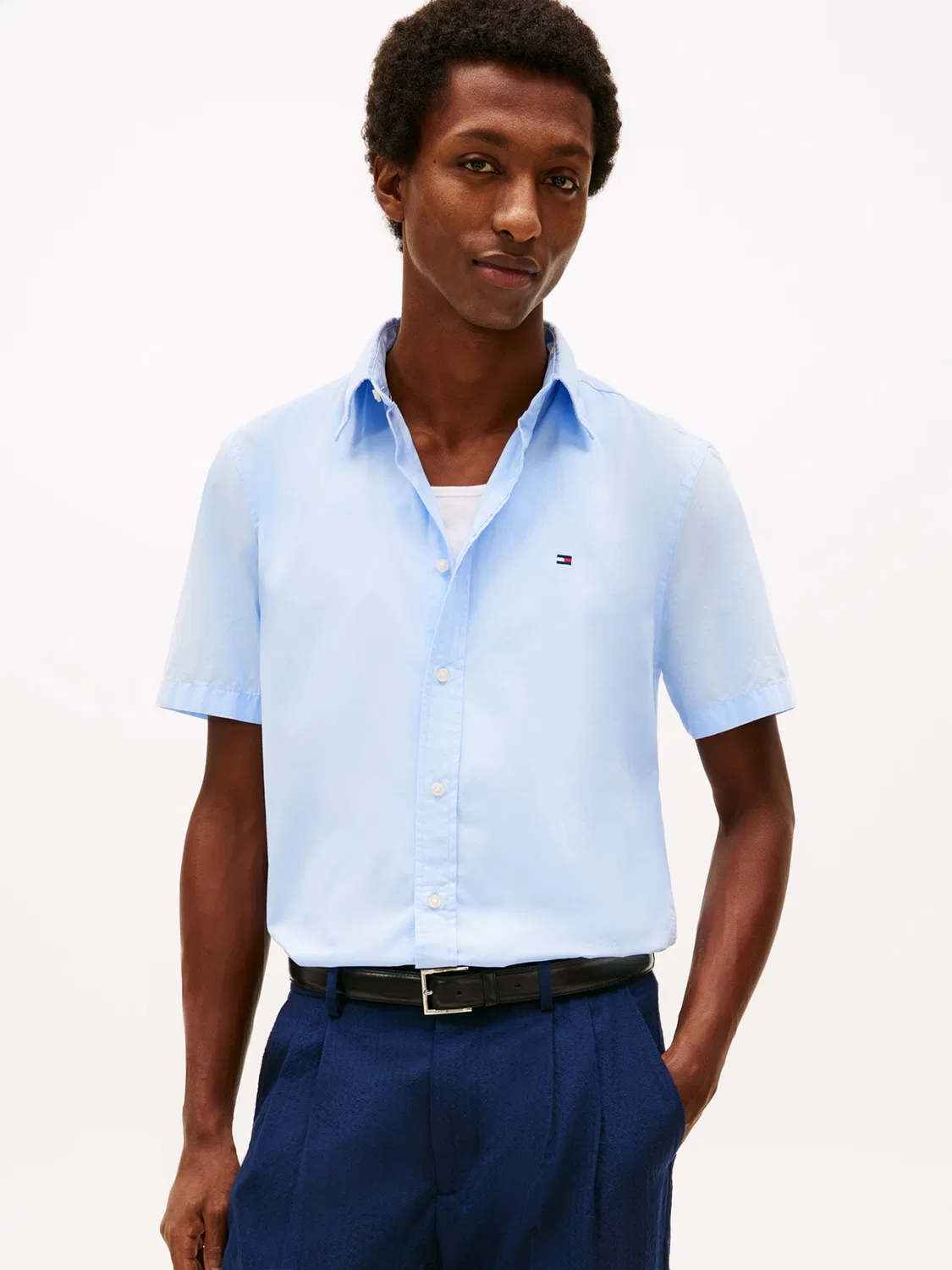 Рубашка на пуговицах Tommy Hilfiger Regular fit FLEX светло-голубого цвета — фото 2