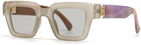 

2026 Модные квадратные солнцезащитные очки для женщин, винтажные, конфетного цвета, прозрачные, градиентные, мужские панк-солнцезащитные очки MTZJH, Champagne Light Grey