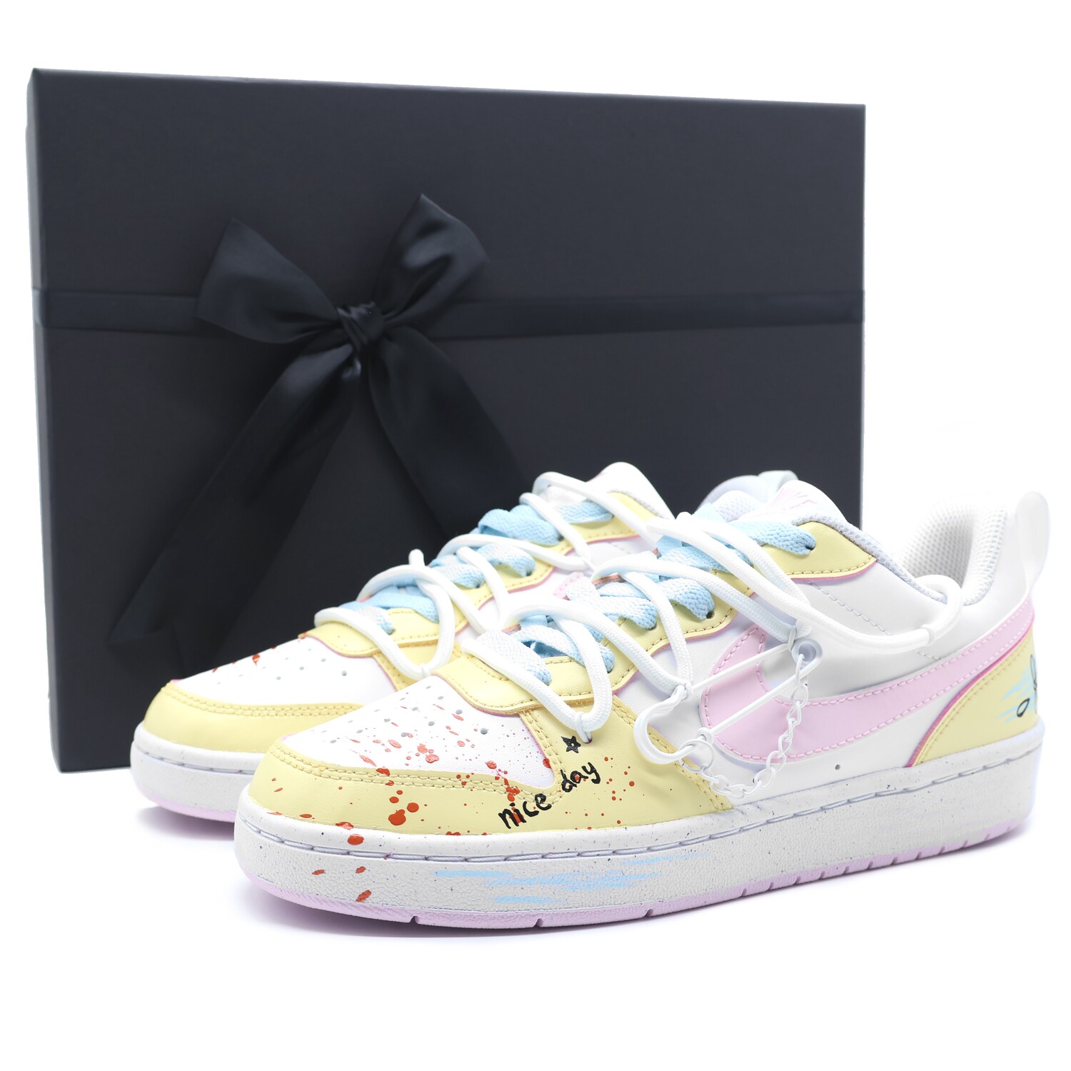 

Кроссовки Nike Court Borough Skateboarding Shoes Women's Low-top Yellow, White, Pink, светло-желтый