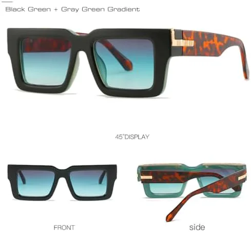 

Ретро-солнцезащитные очки квадратной формы для женщин, модные очки с леопардовым принтом и градиентом, защита от ультрафиолета UV400 для мужчин MTZJH, Black Red Gray