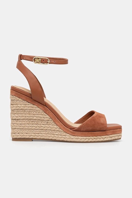 Кожаные сандалии LEATHER & SUEDE HIGH WEDGE ESPAD Tommy Hilfiger, коричневый — фото 2