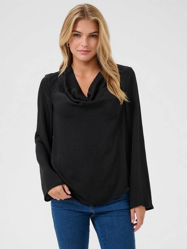 

Топ Ariel с воротником-хомутом из сатина KAFFE, Black Deep