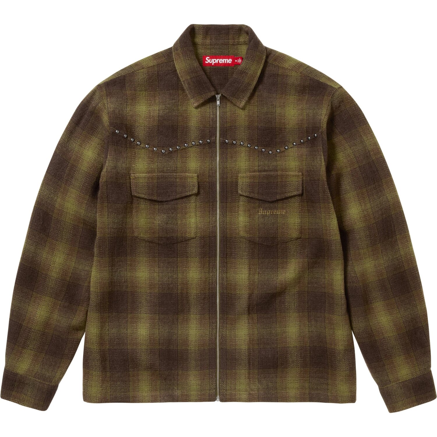 Рубашка Shadow Plaid Flannel Zip Up Shirt Supreme, черный — фото 2