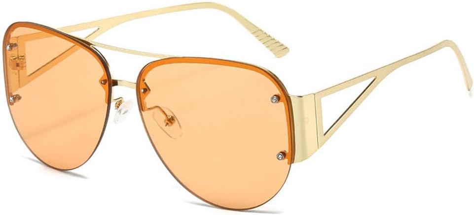 

Модные женские солнцезащитные очки в полуободковой оправе, роскошные, в стиле панк, для активного отдыха на природе, с защитой от УФ-излучения UV400 TKKTLLT, Gold Champagne