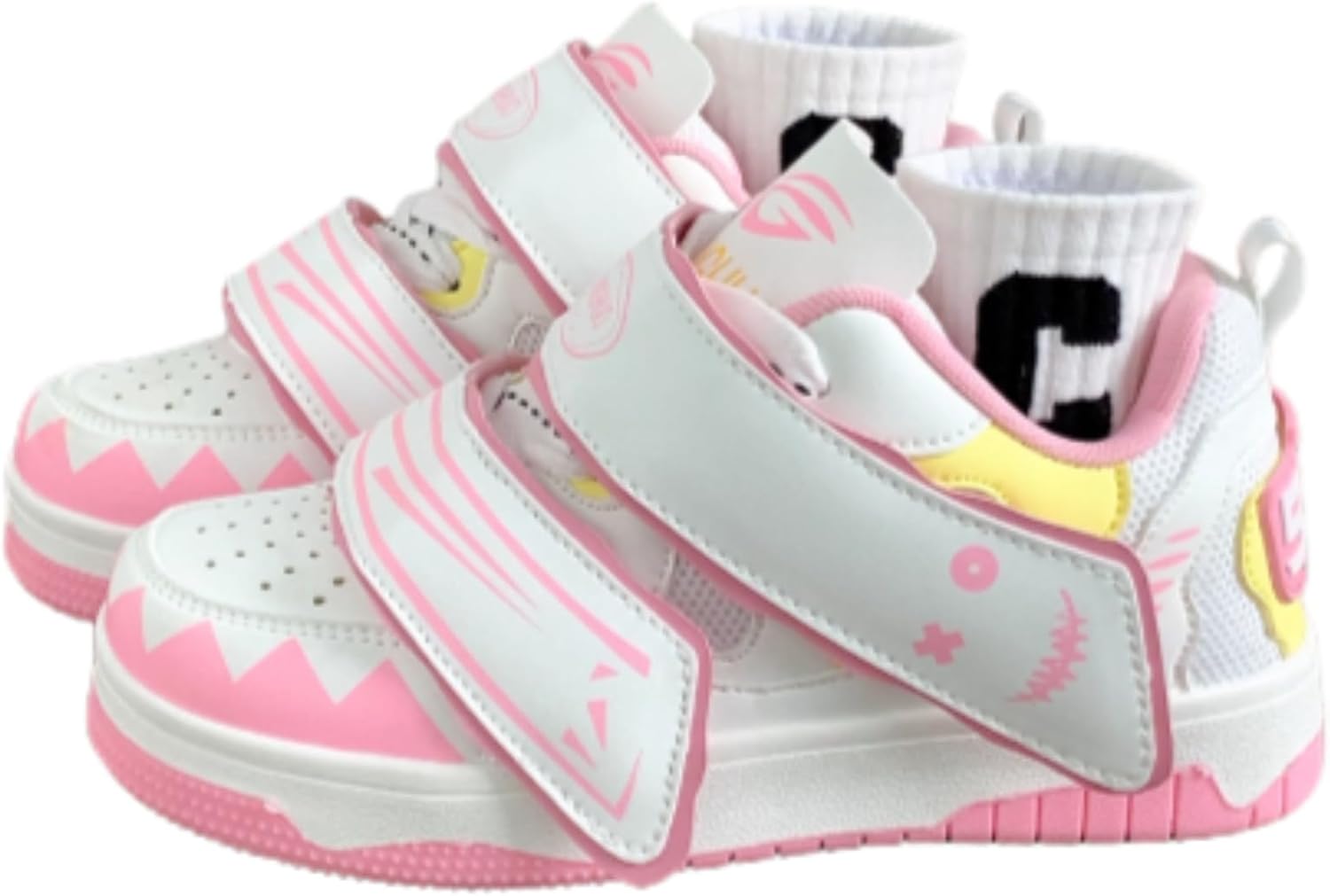 

Массивные кроссовки на платформе Шнуровка с крючком и петлями Радужные вибрации для женщин Мужчин Милые круглые носки, дышащие повседневные спортивные туфли Zqw, белый/розовый