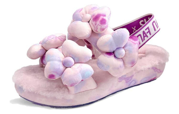Сандалии susan fang fluff slippers 'flower weave pink' Ugg, розовый — фото 3