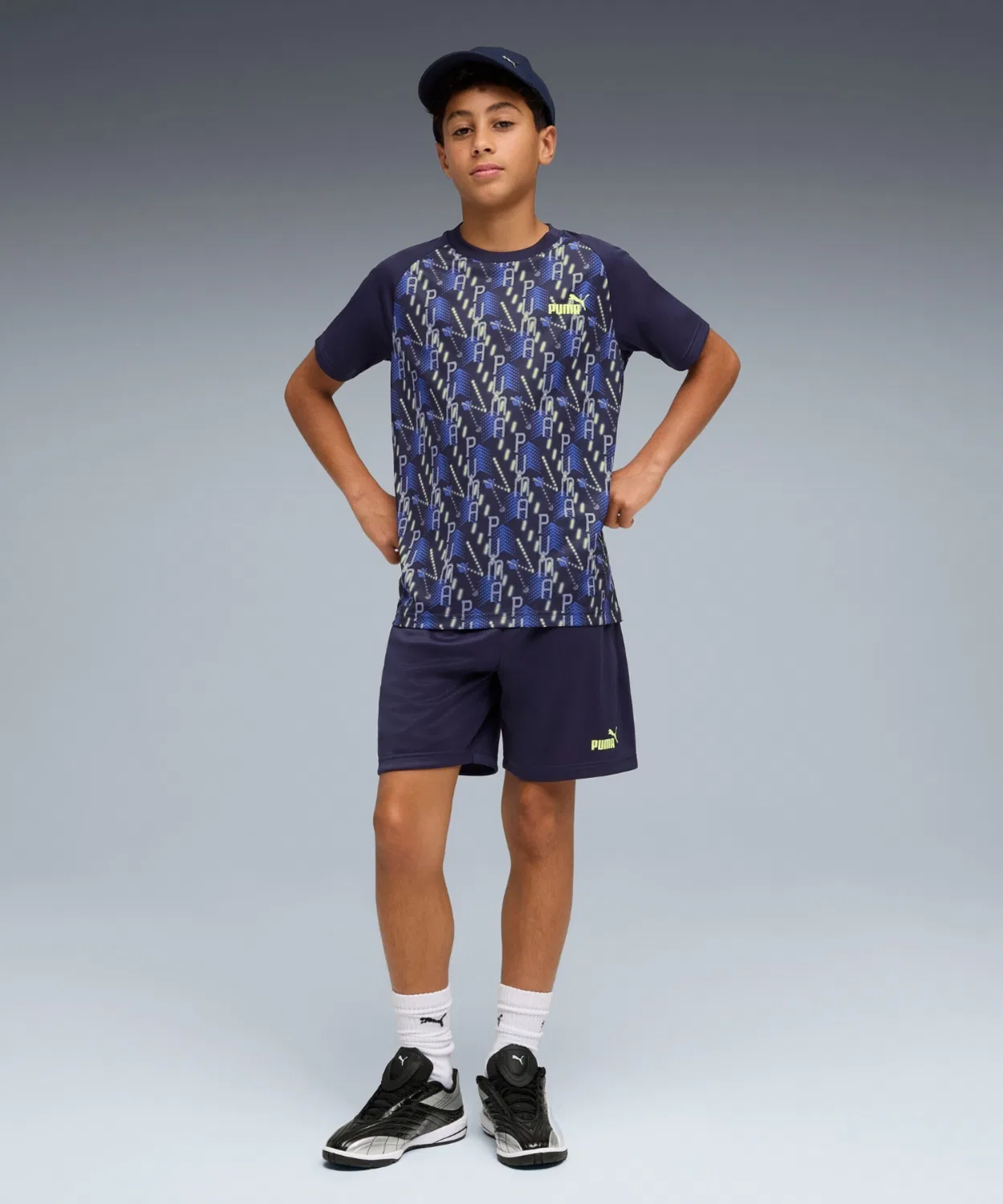 Футболка и шорты PUMA TAD ESS AOP Poly Set, тёмно-синий