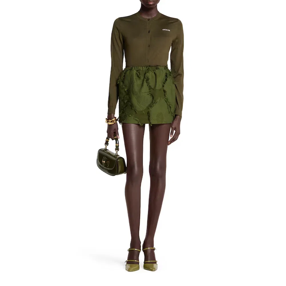 Кардиган GUCCI Cashmere Silk, из кашемира и шелка, зеленый — фото 3