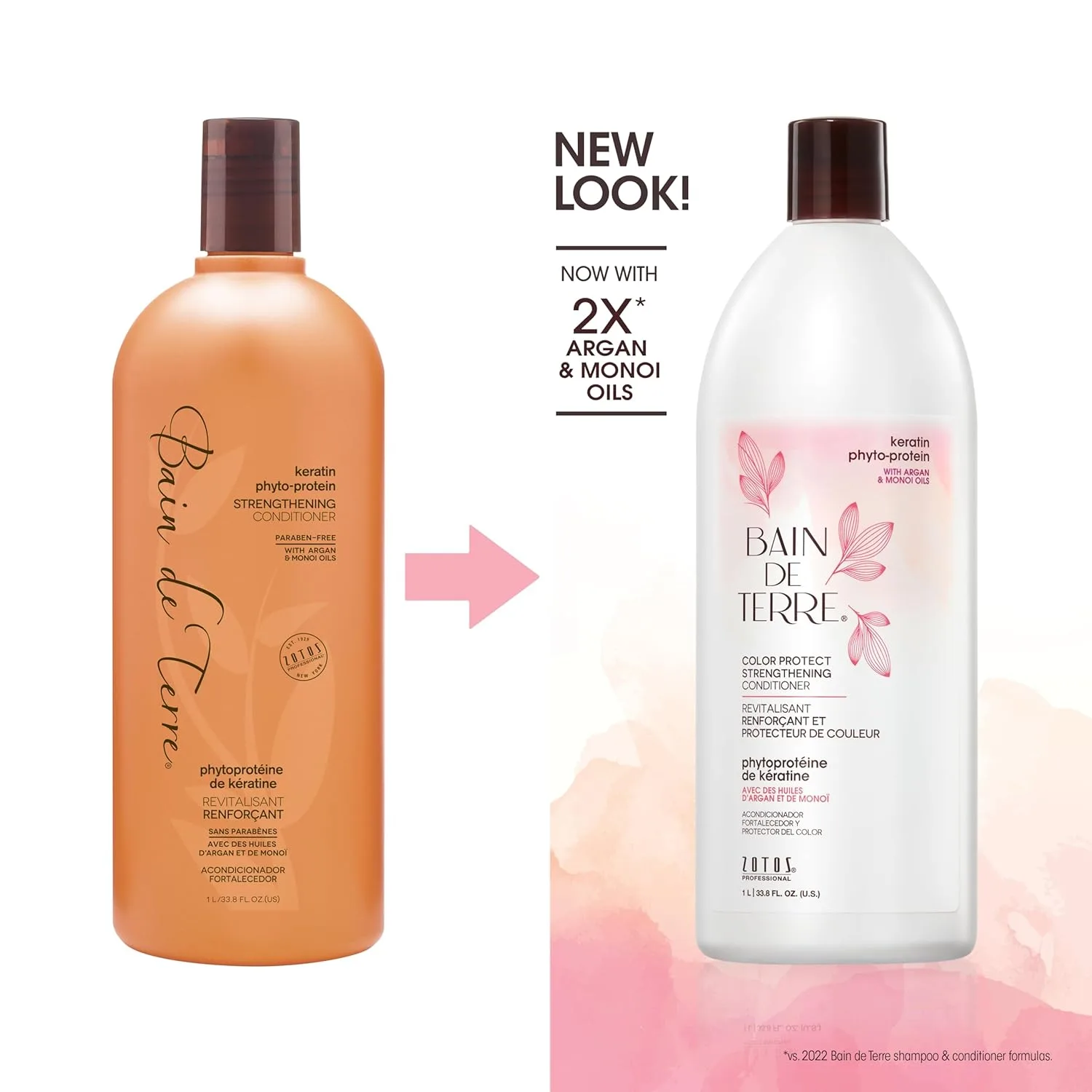 Укрепляющий кондиционер Bain de Terre Keratin Phyto-Protein Color Protect для окрашенных и ослабленных волос, без сульфатов и парабенов. 1000 мл (.) — фото 2