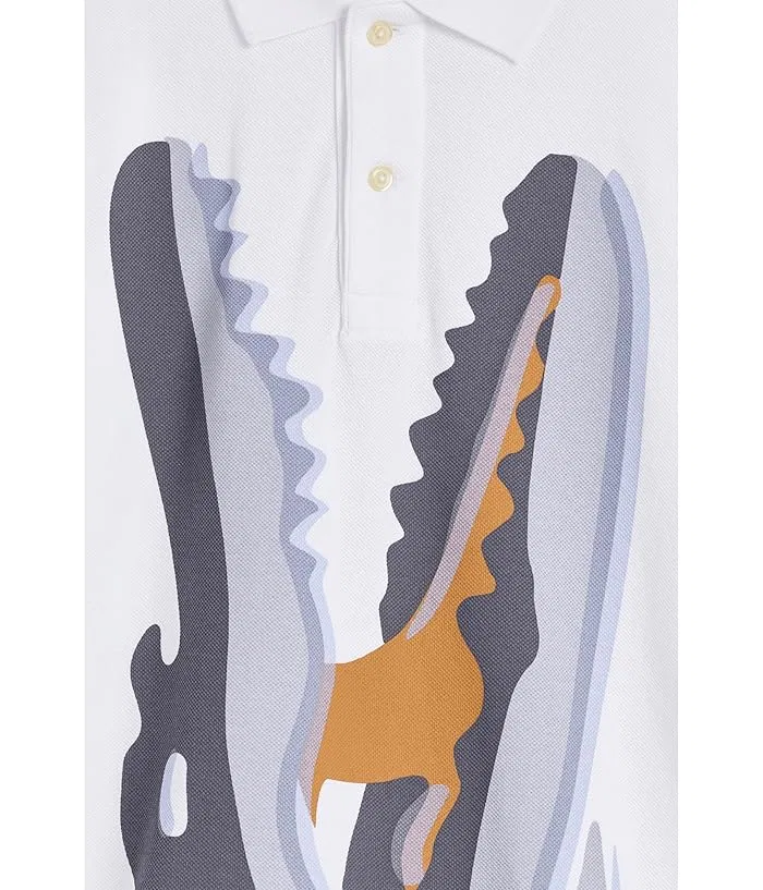 Футболка поло с принтом крокодила Watercolor Croc Lacoste Kids, Blanc 1 — фото 3