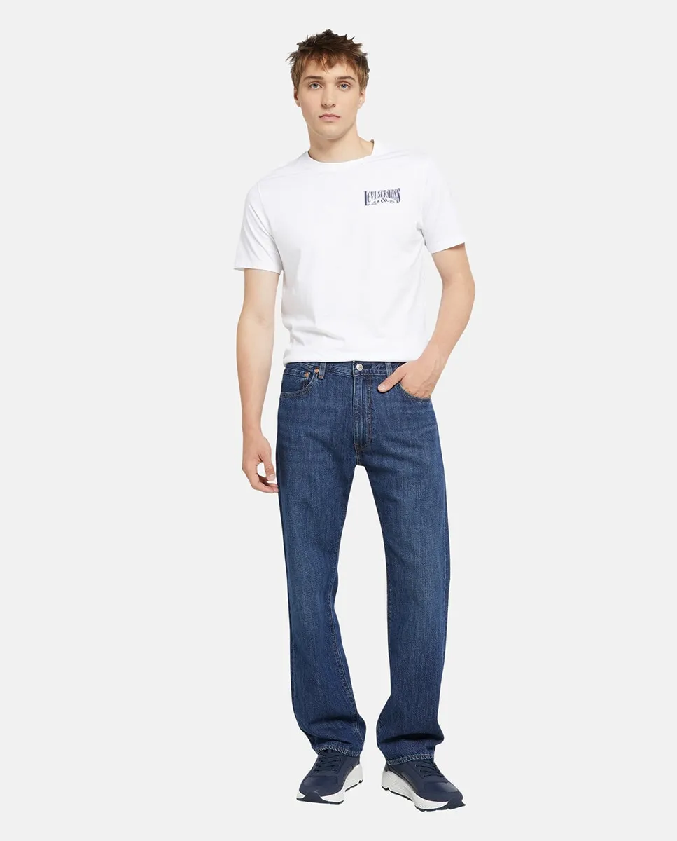 

Мужские свободные прямые джинсы 555 с льняным оттенком Levi's, тёмно-синий