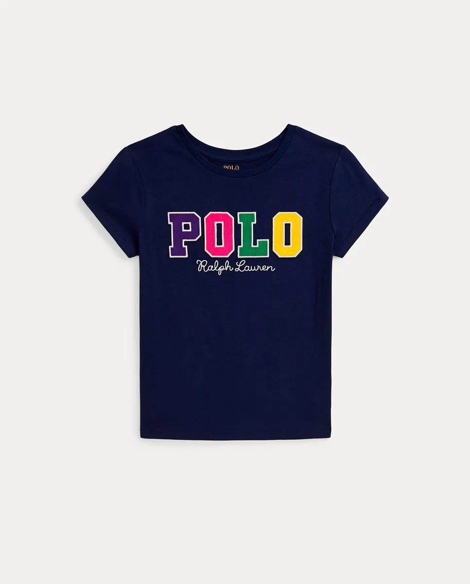 

Хлопковая футболка темно-синего цвета для девочки Polo Ralph Lauren