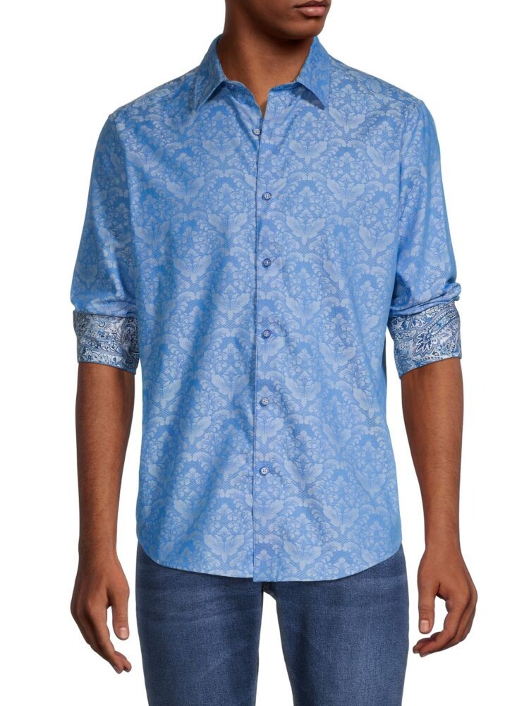 

Жаккардовая рубашка на пуговицах Bayview с узором пейсли Robert Graham, цвет Light Blue