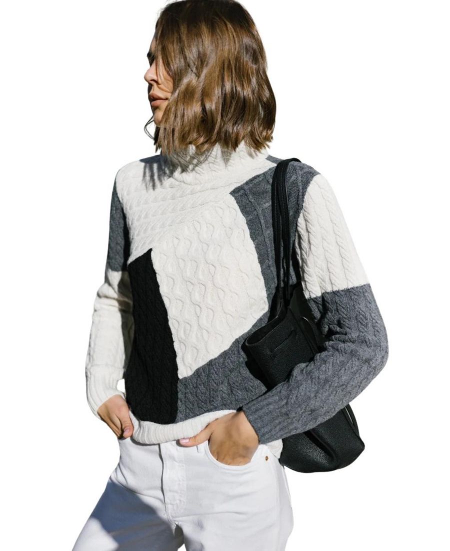 

Женский свитер Victoria из кашемировой смеси с монохромным лоскутным узором Labeca London, No Color