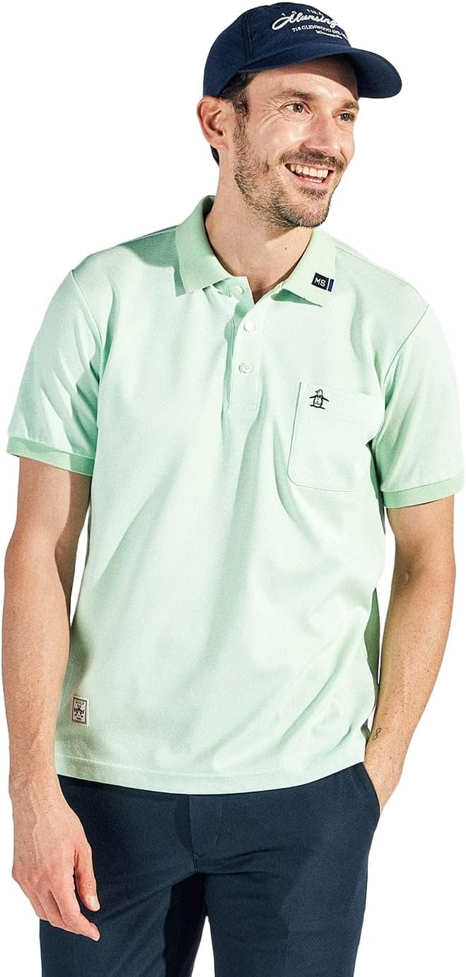 

Мужская рубашка поло Munsing Wear MG5SHS22M с коротким рукавом, воротником, в горошек, влагоотводящая, быстросохнущая, солнцезащитная, для игры в гольф Munsingwear, лайм