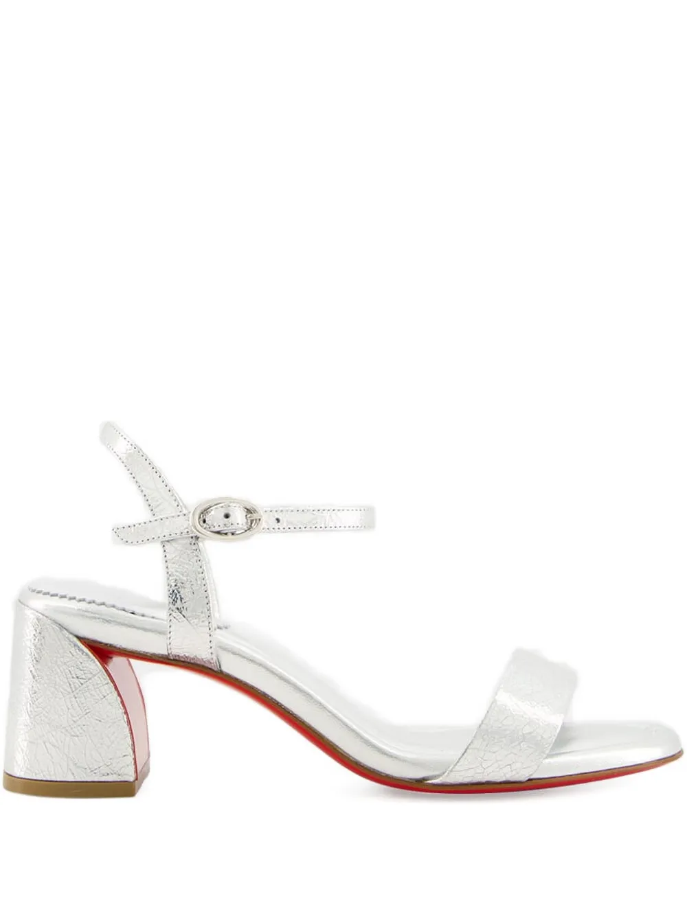 Босоножки с эффектом металлик Christian Louboutin, серебряный