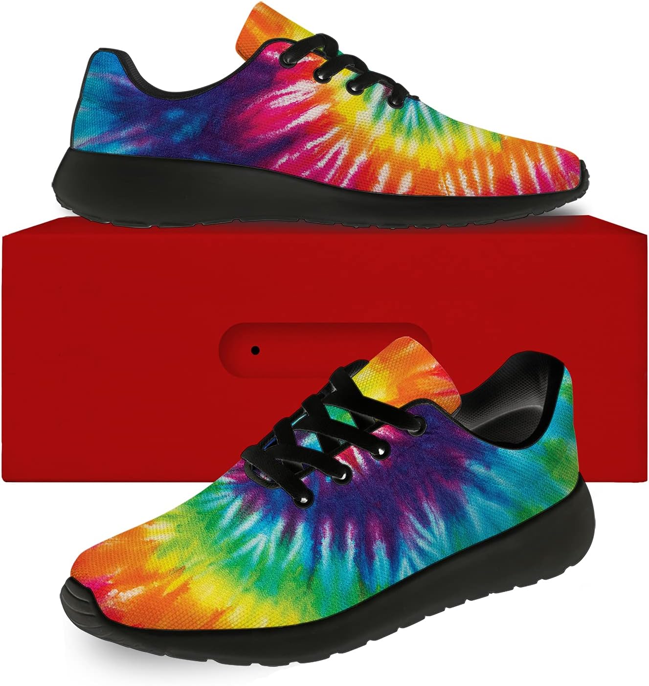 Кроссовки Horethy Tie Dye для женщин и мужчин, беговые кроссовки, женские и мужские прогулочные, теннисные кроссовки, удобные спортивные кроссовки для джоггинга, подарки, 1085multicolor — фото 2