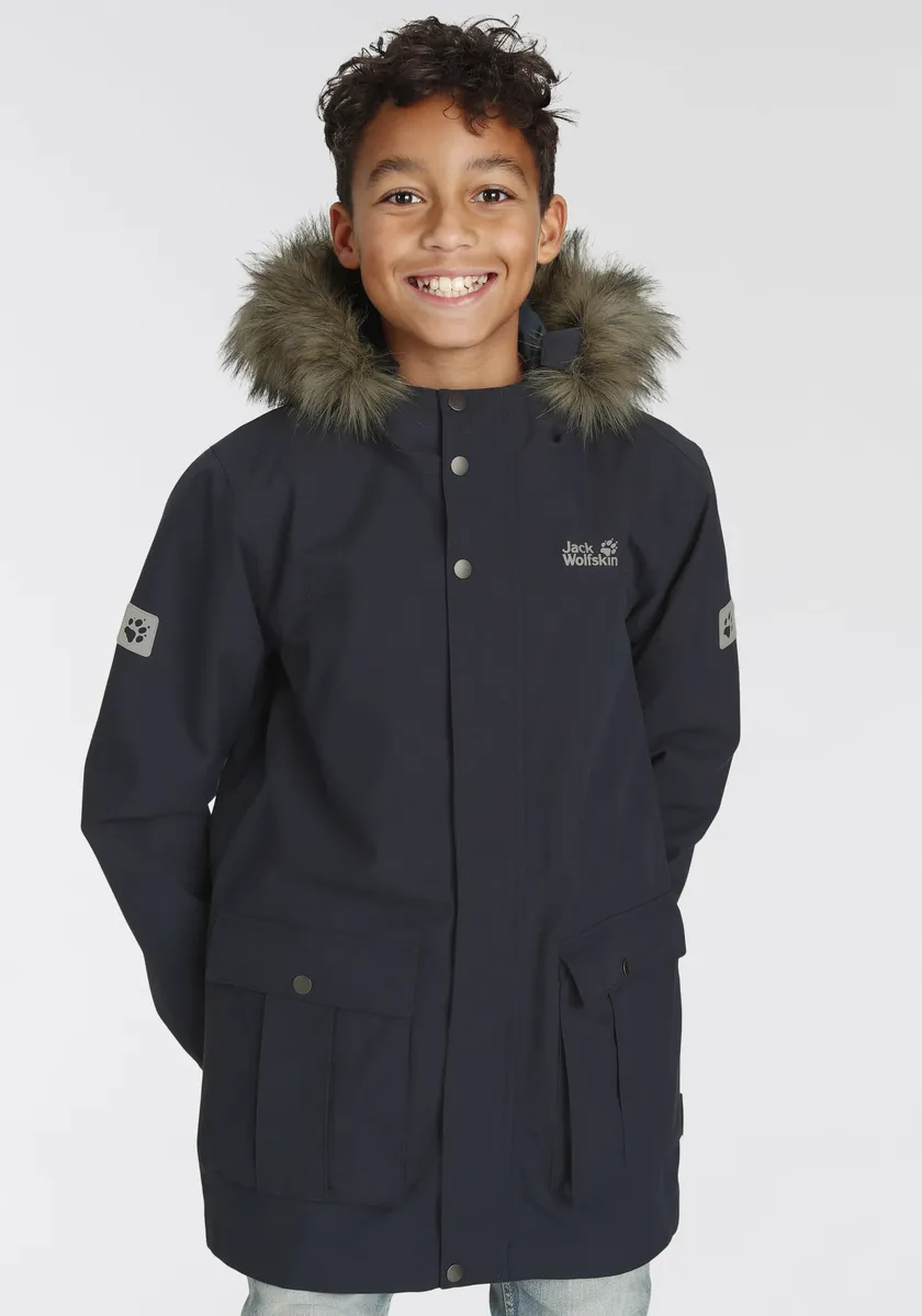 

Функциональная парка 3-в-1 Jack Wolfskin "B ELK ISLAND 3IN1 PARKA - для детей" с капюшоном, водонепроницаемая, ветронепроницаемая и дышащая, цвет морской волны