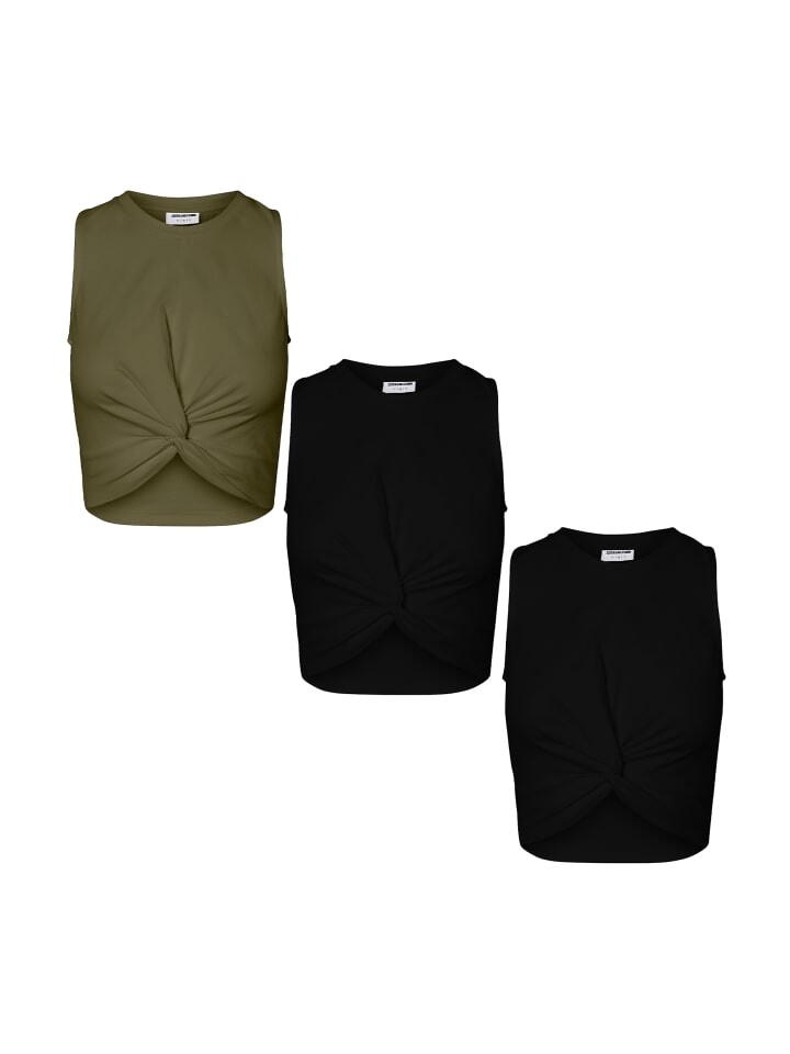 

Топ Noisy may 3er Set Crop, цвет schwarz-khaki