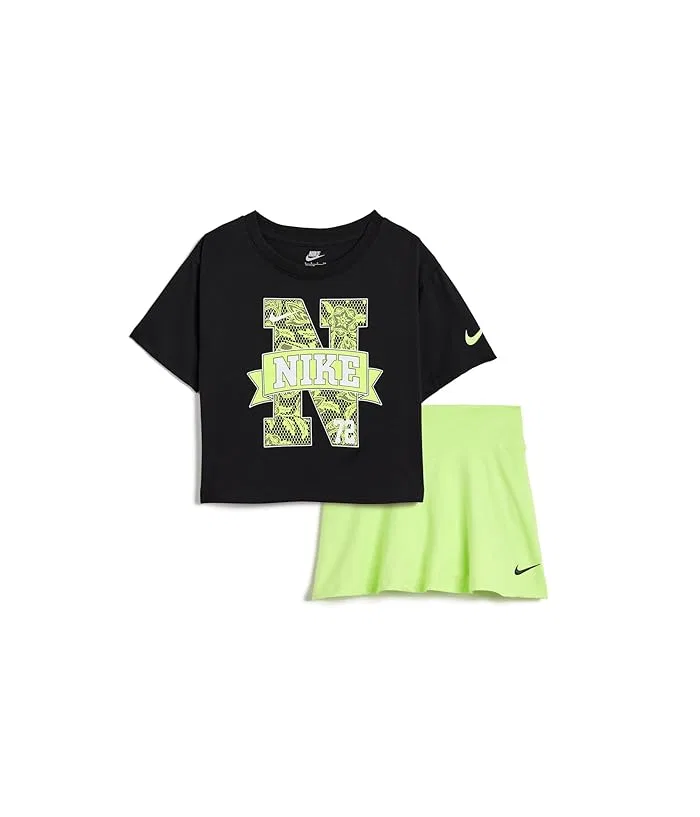 Костюм с футболкой и юбкой Lace it Up Scooter Set Nike Kids, Light Liquid Lime