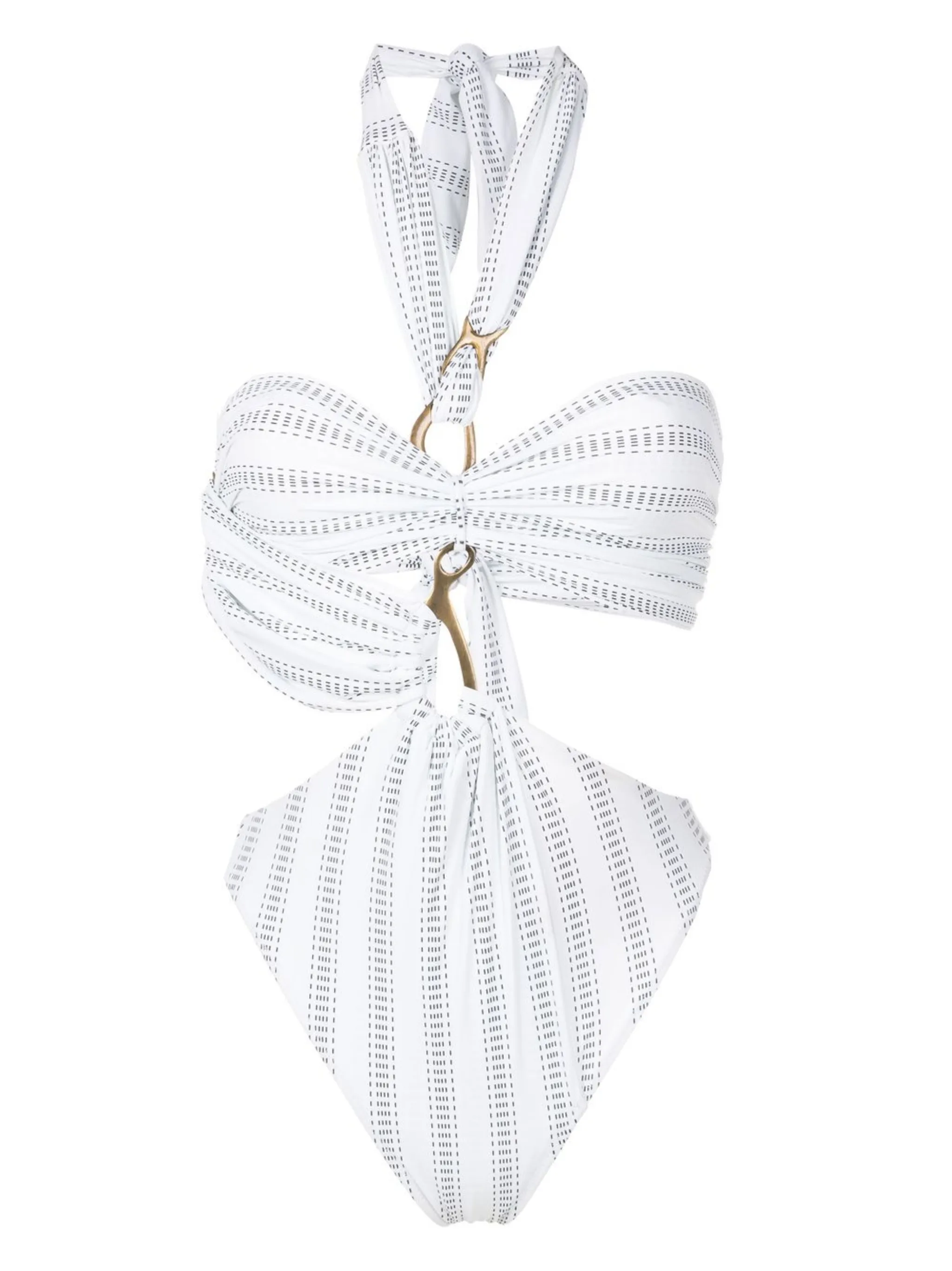 

Купальник асимметричного кроя с вырезом халтер Amir Slama, белый