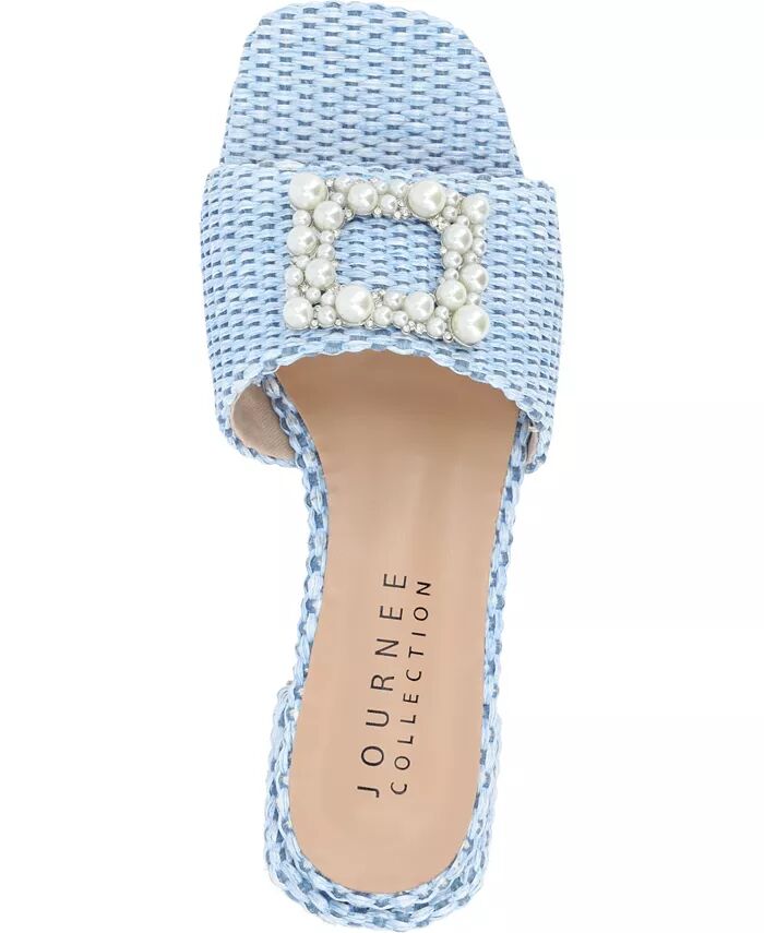 Женские босоножки Justina из рафии с орнаментом Journee Collection, синий — фото 4