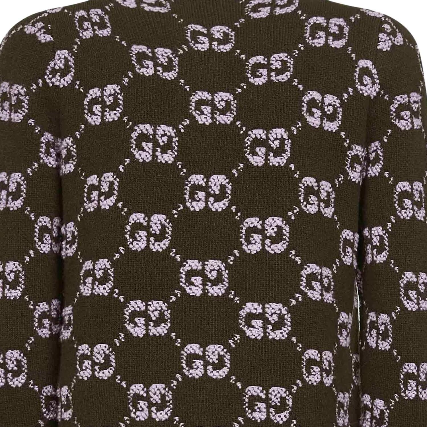 Жаккардовый кардиган Gg на пуговицах Gucci, фиолетовый — фото 4