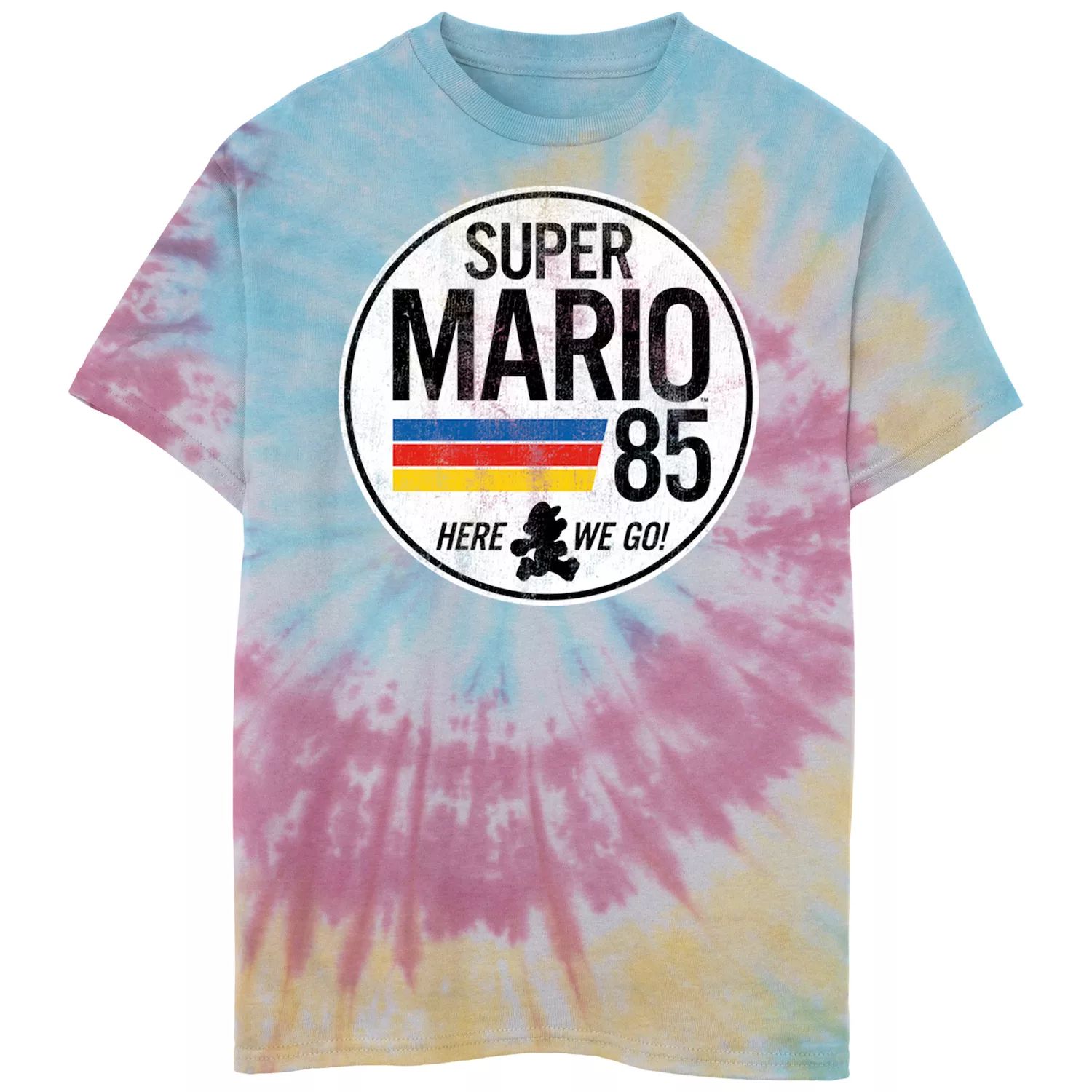 

Футболка с логотипом Tie Dye для мальчиков 8–20 лет Nintendo Super Mario 85 Here We Go Nintendo