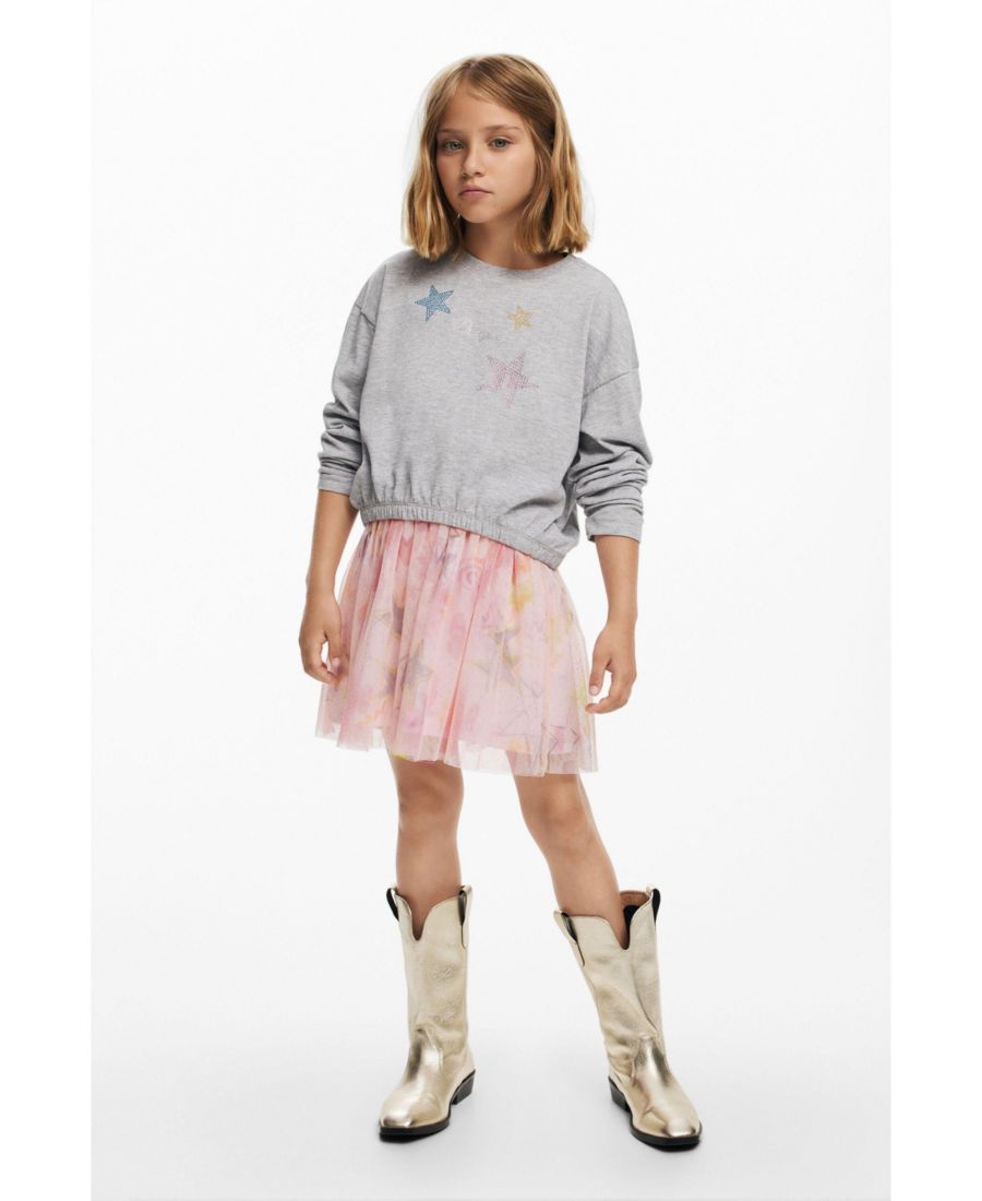 

Детская футболка для девочек со стразами в виде звезд Desigual, Gray