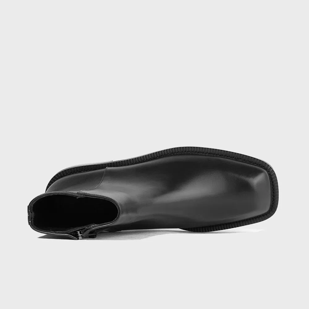 Мужские чёрные ботинки челси на молнии с квадратным носком Vibram от Firenze.A — фото 4