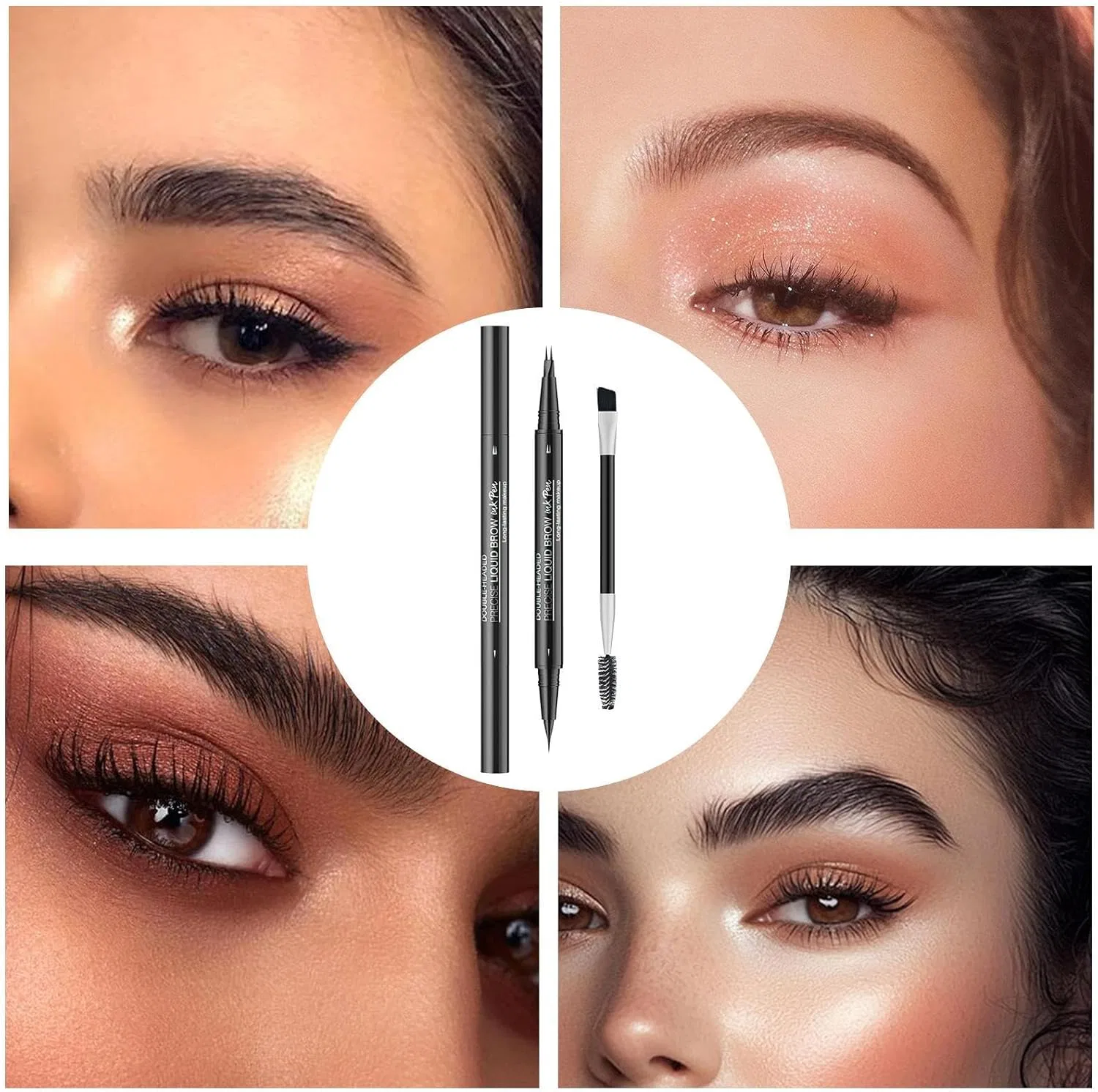 Подводка для бровей Microblading Precision Pen, двухконечная, черный, с кисточкой, Generic — фото 4