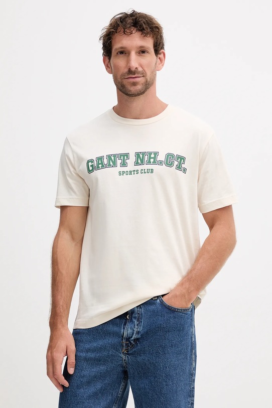 

Хлопковая футболка Gant, бежевый