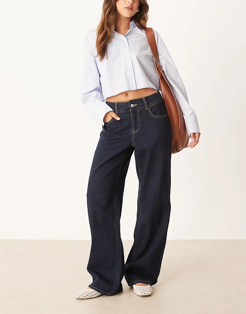 

Джинсы AWARE Rena средней посадки с широкими штанинами темно-синего цвета