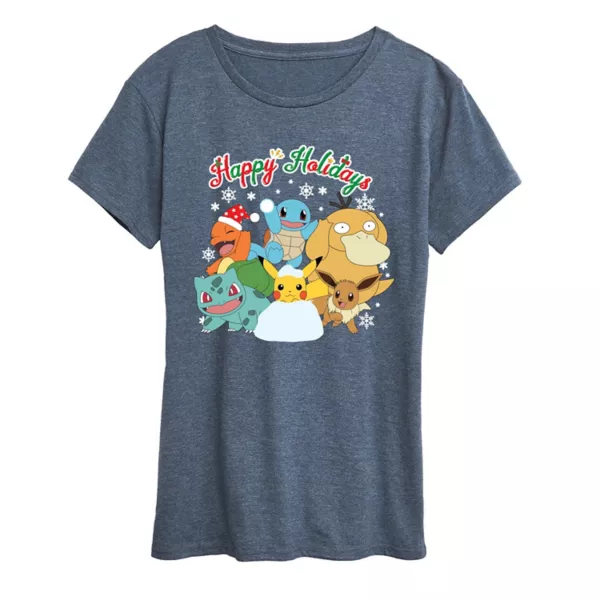 

Женская футболка Pokemon "Счастливых праздников" Licensed Character, синий