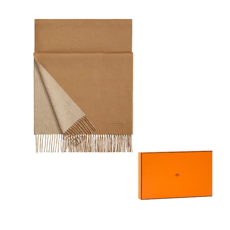 

HERMES Кашемировый вязаный шарф унисекс, Camel/Beige