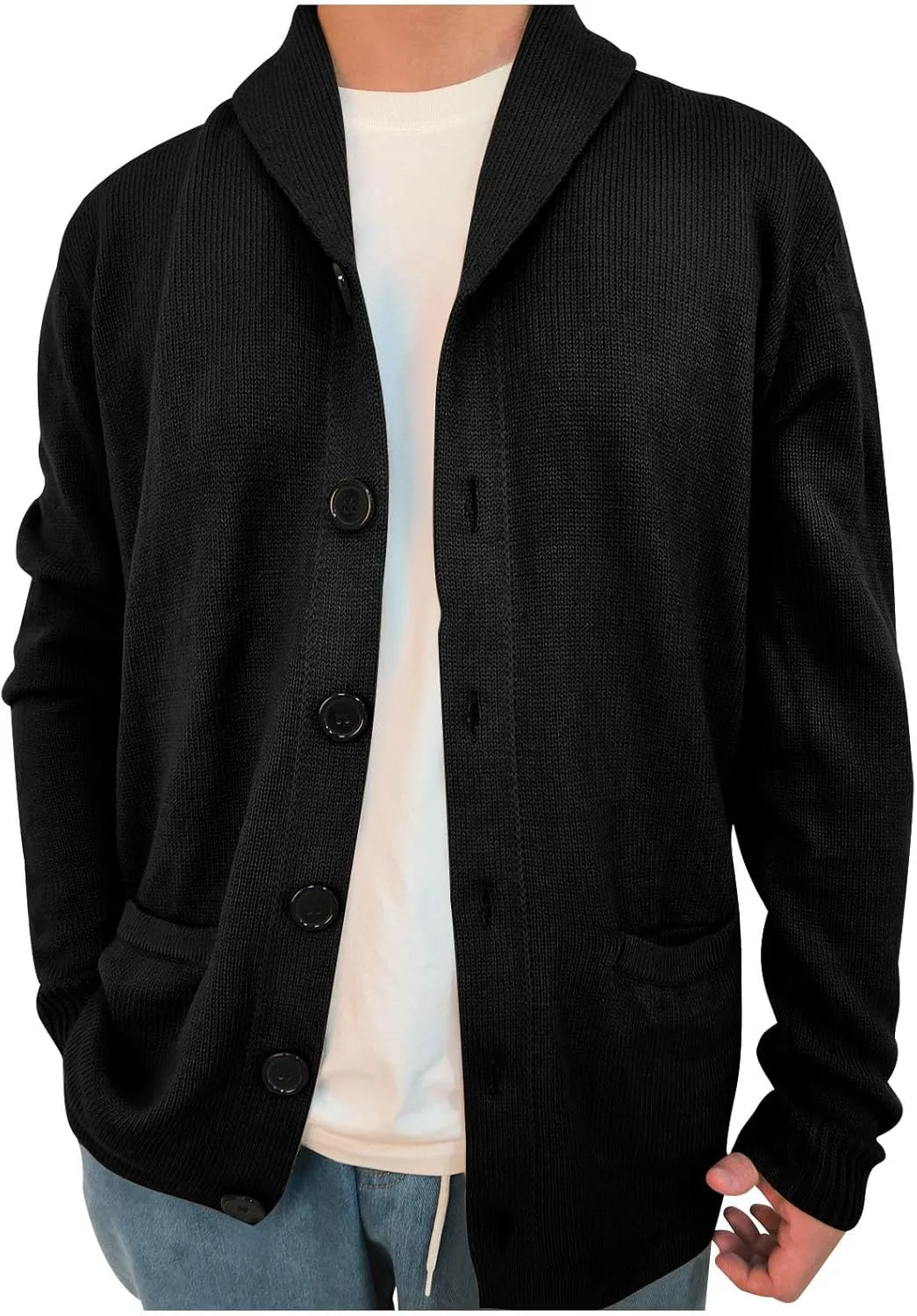 

Кардиган для мужчин с открытой передней частью и отложным воротником AQAYL