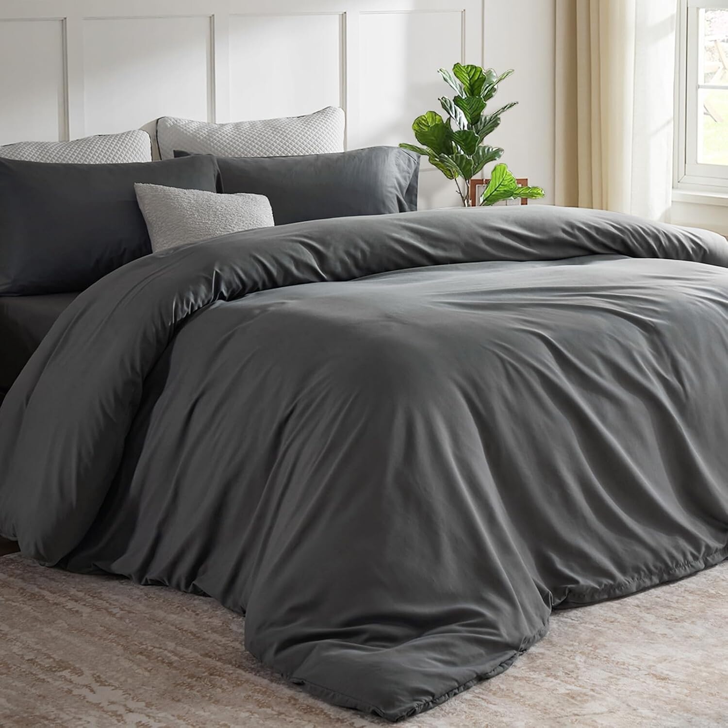 

Пододеяльник большого размера King Plus размером 128 x 120 дюймов STWIENER, Grey