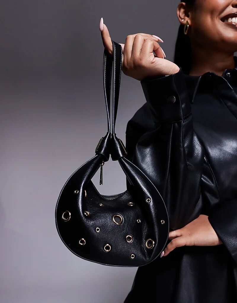 

Сумка-клатч ASOS DESIGN с люверсами черного цвета и сменными ремешками через плечо