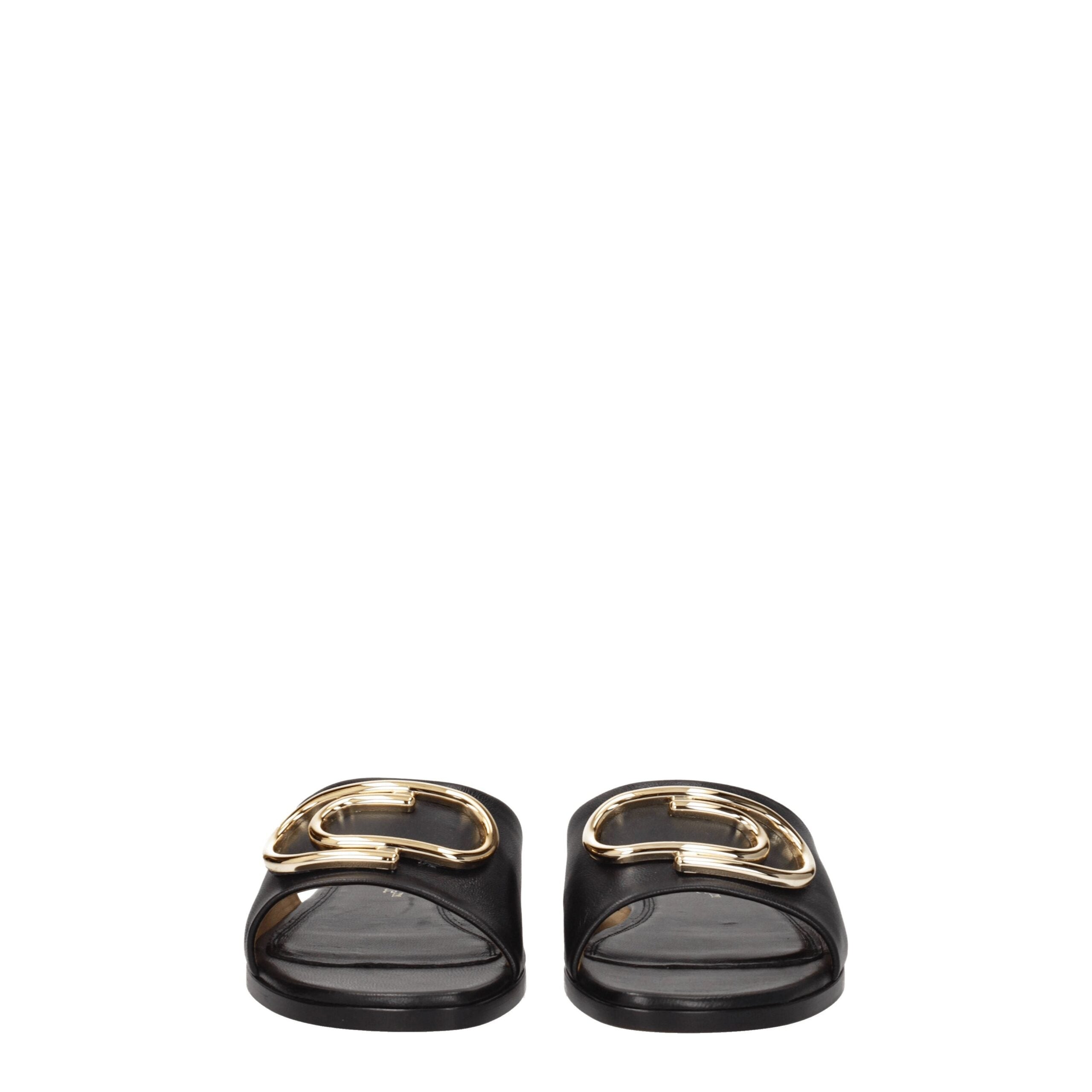 Off- Leather Slippers Women's Sandals Off-White, черный — фото 3