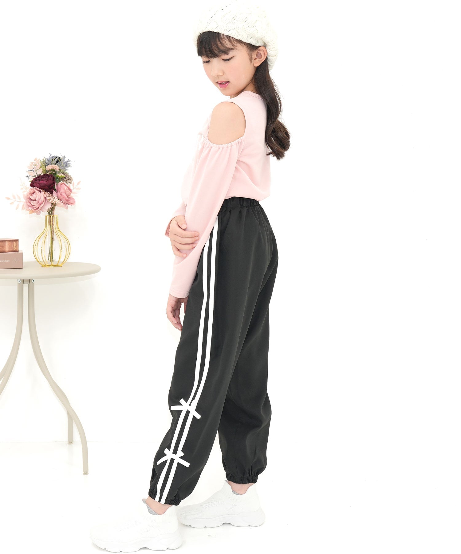 Брюки-карго Bee с лентой и карманами, детская одежда для девочек Bee, Black x Line Ribbon — фото 2
