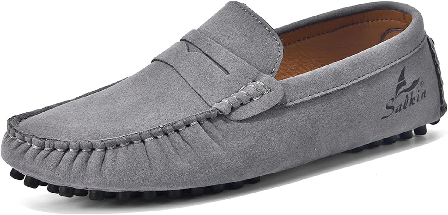 

Мужские модные замшевые мокасины для вождения, удобные повседневные туфли-лодочки Zppordmr, серый