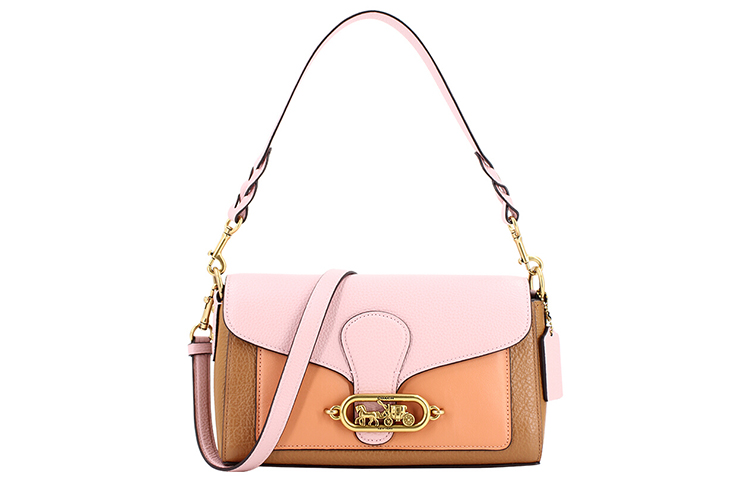 

COACH Кожаная сумка через плечо женская кофейная и розовая
